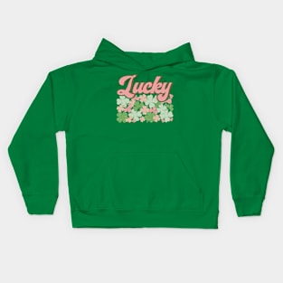 Lucky Green Pink Shamrocks St Patricks Day Kids Hoodie